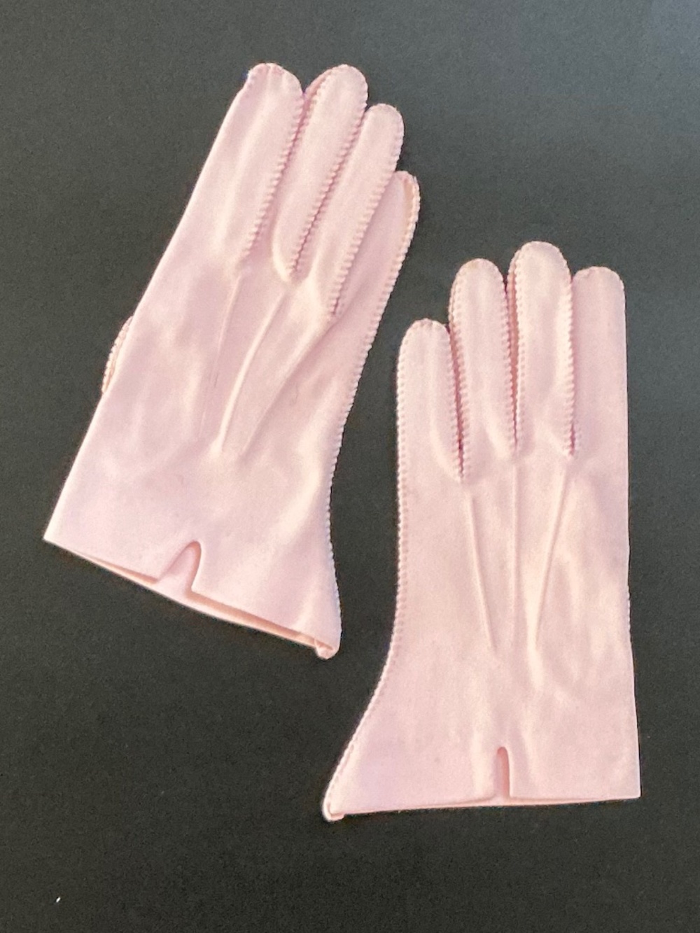 VTG 1950s Shalimar Pink Cotton Dress Gloves Shorties Double Knit Size 6.5